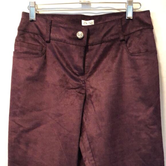 Cache Purple Velvet Thin Corduroy Rhinestone Button Pant New Stretch NWT $118 - Picture 10 of 11